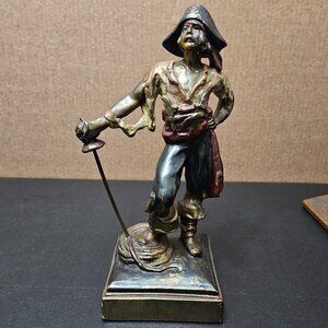 Vtg Paul Herzel Pompeian Bronze Pirate Figure with Sword